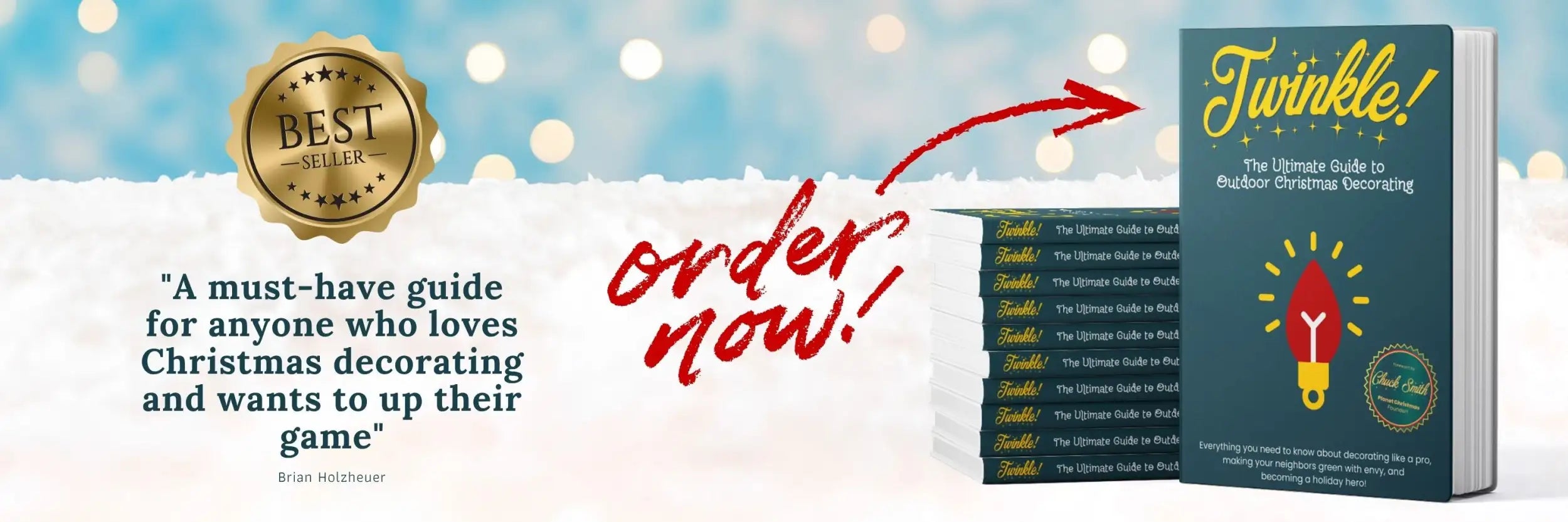 Christmas decoration guide book with festive design and bright colors.