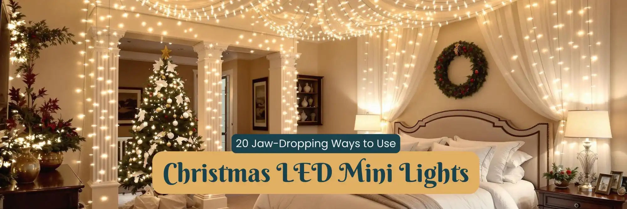 Christmas LED mini lights creating a festive and cozy ambiance in a home.