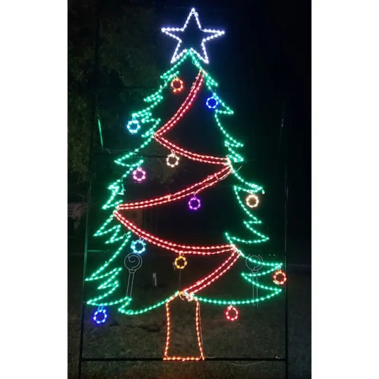 Christmas Tree with Ornaments Anim Star - Wireframes Displays and Yard Art