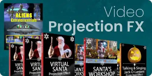 Video projection effects for Christmas and Halloween