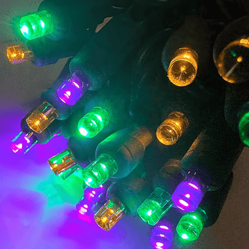 ColorSplash Mardi Gras, 5mm Multicolor LED Christmas Lights, 50 Bulbs, 6" Spacing Christmas Lights Guanyi