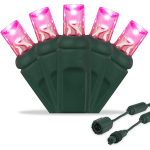 Commercial 5mm Pink LED Christmas Lights, 25 Bulbs, 4" Spacing Christmas Lights Wintergreen Corporation