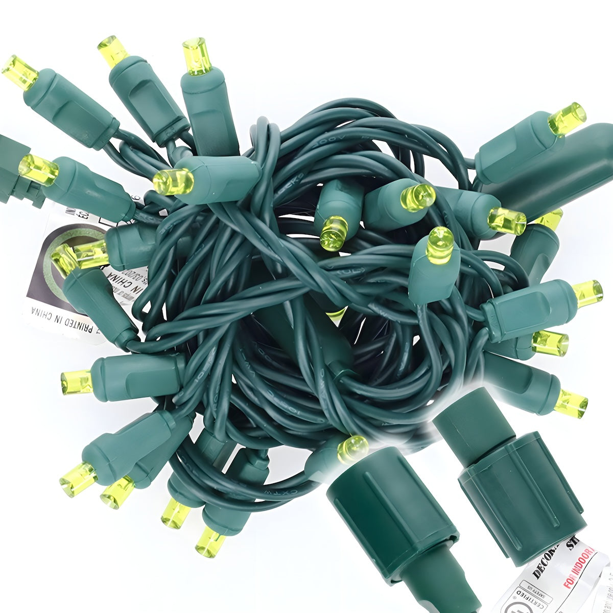 Commercial Co-Axial 5mm Yellow LED Christmas Lights 25 Bulbs 4’’ Spacing - Christmas Lights