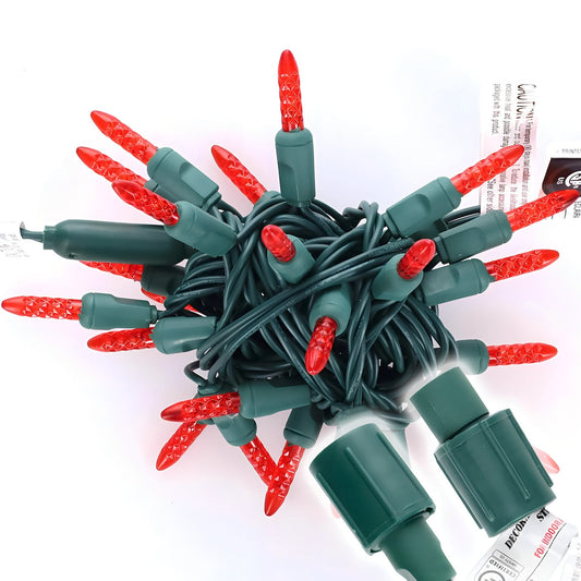 Commercial Co-Axial M5 Red LED Christmas Lights 25 Bulbs 4’’ Spacing - Christmas Lights