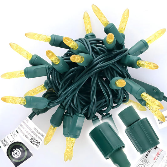 Commercial Co-Axial M5 Yellow LED Christmas Lights 25 Bulbs 4’’ Spacing - Christmas Lights