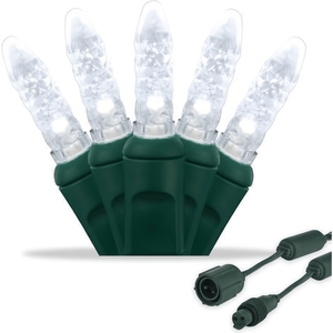 Commercial M5 Cool White LED Christmas Lights, 25 Bulbs, 4" Spacing Christmas Lights Wintergreen Corporation