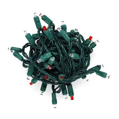 Bundled 50-light ColorCraft® Cupid 5mm LED string, unlit, showing clear, red, and pink lenses on green wire