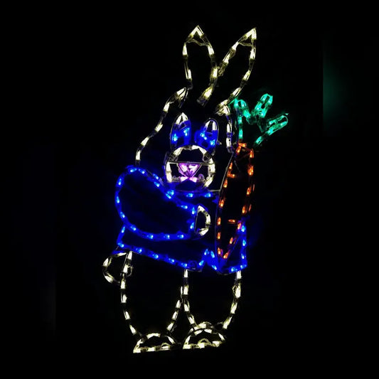 Curious Rabbit with Carrot — Lighted Outdoor Easter Display
