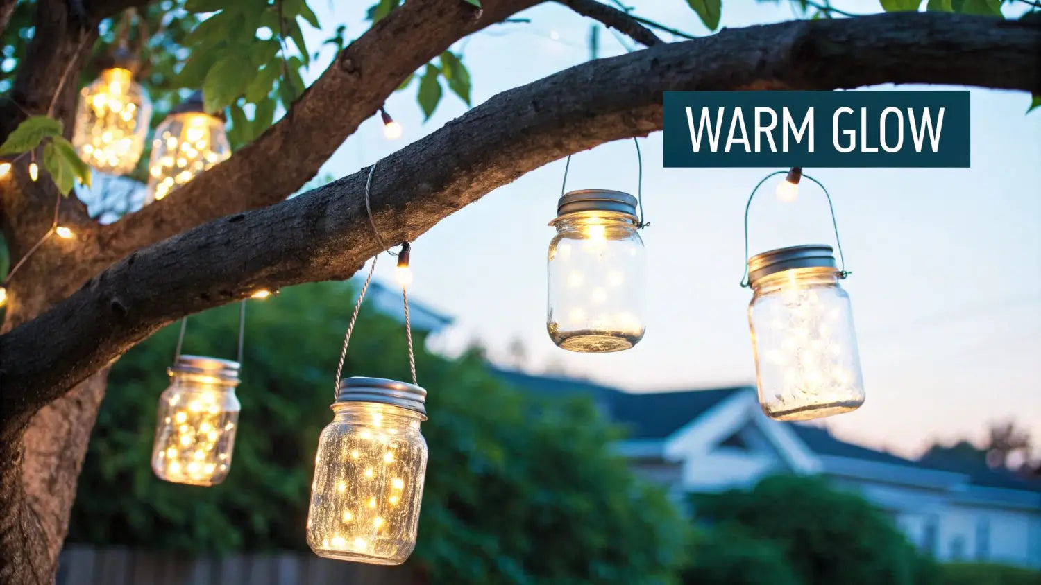 Lanternes en pot Mason avec lumières à piles
