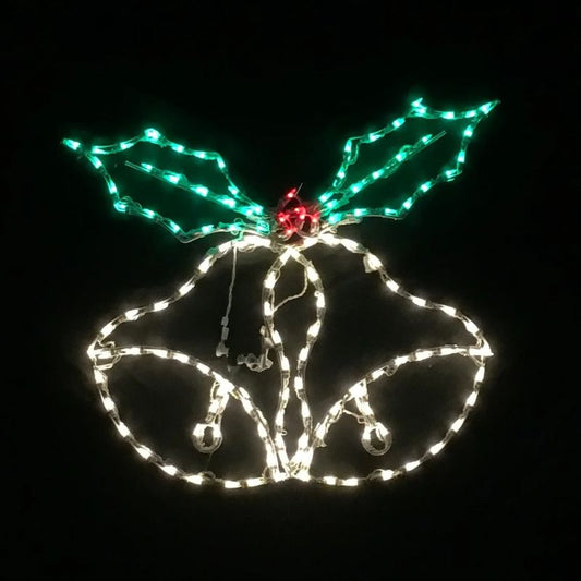 Double Bell with Holly Animated - Wireframes Displays and Yard Art