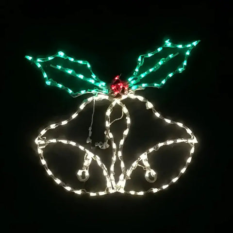 Animated Double Bell with Holly, Lighted Outdoor Christmas Display - Wireframes Displays and Yard Art