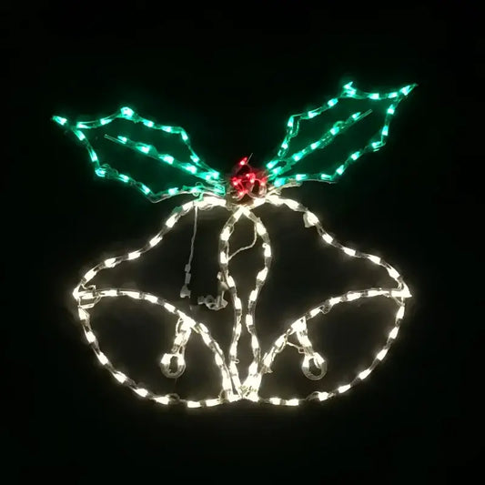 Double Bell with Holly Animated Wireframes Displays and Yard Art