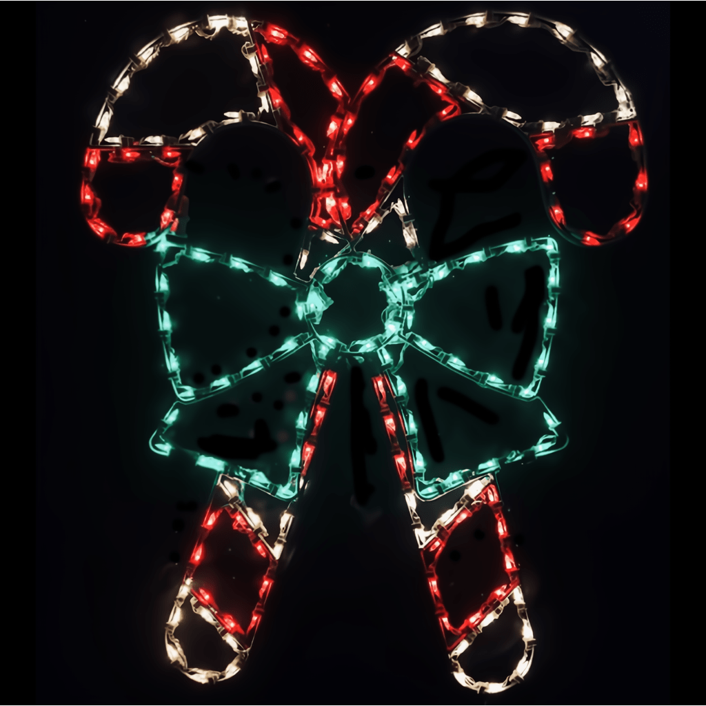 Double Candy Cane with Bow - The Christmas Light Emporium