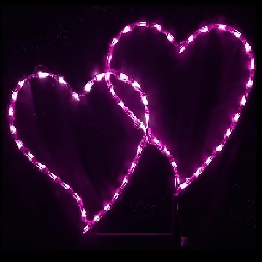 Double Valentines Day Hearts, Pink - The Christmas Light Emporium