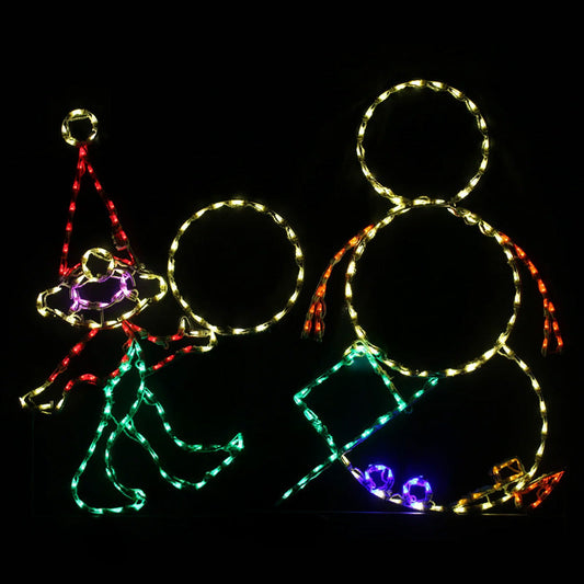 Elf Building Snowman Animated - Wireframes Displays and Yard Art