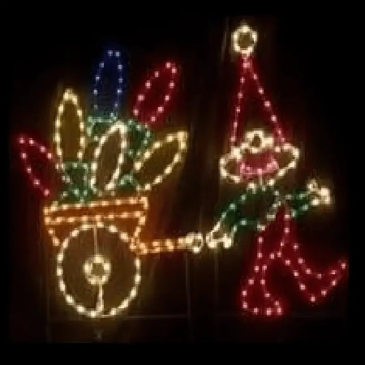 Elf with Cart of Lights - Wireframes Displays and Yard Art