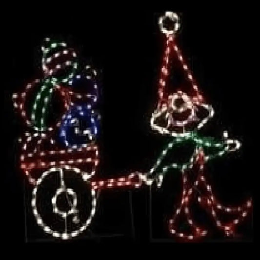 Elf with Cart of Ornaments - Wireframes Displays and Yard Art