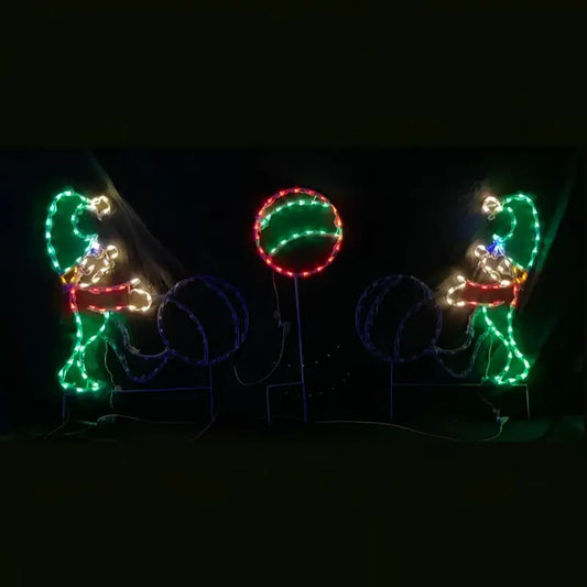 Elves Playing Kickball Animated Wireframes Displays and Yard Art