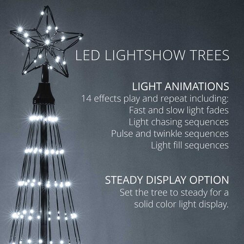 12' Cool White LED Animated Outdoor Lightshow Tree, Black Frame