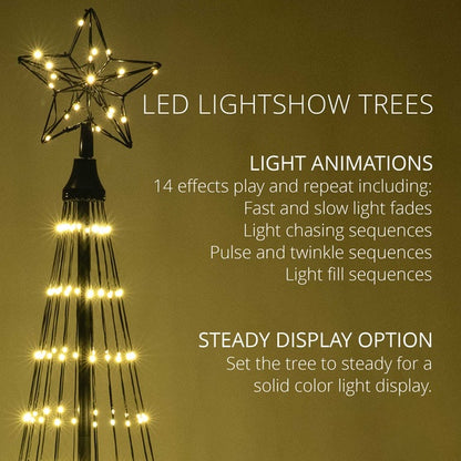 12' Warm White LED Animated Outdoor Lightshow Tree, Black Frame
