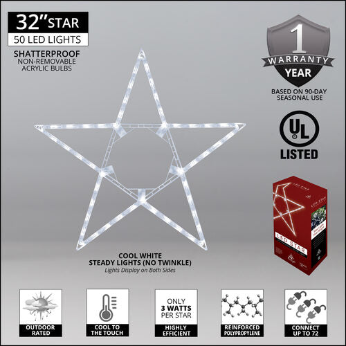 32" Cool White LED Folding Star