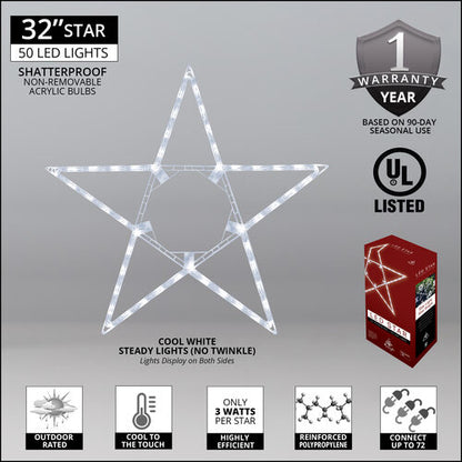 32" Cool White LED Folding Star