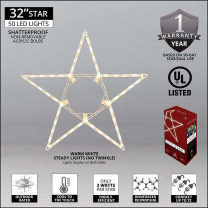 32" Warm White LED Folding Star