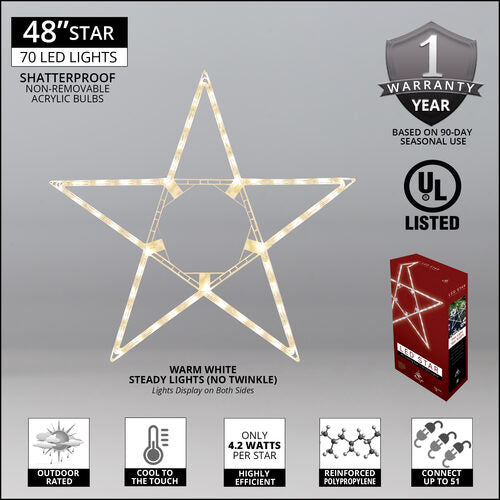 48" Warm White LED Folding Star