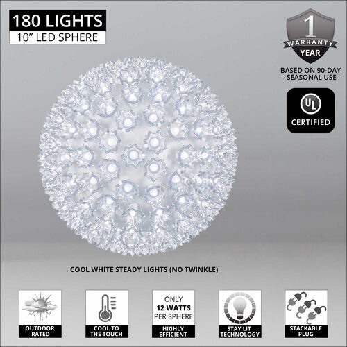 10" Cool White 5mm LED Starlight Sphere