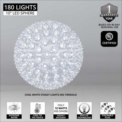 10" Cool White 5mm LED Starlight Sphere