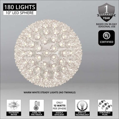 10" Warm White 5mm LED Starlight Sphere