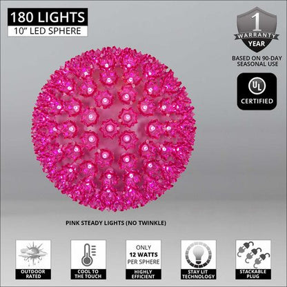 10" Pink 5mm LED Starlight Sphere