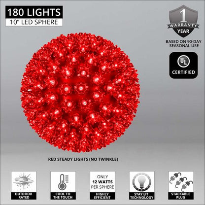 10" Red 5mm LED Starlight Sphere