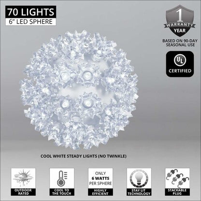 6" Cool White 5mm LED Starlight Sphere