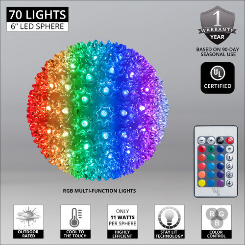 6" RGB 5mm LED Multi-Function Starlight Sphere