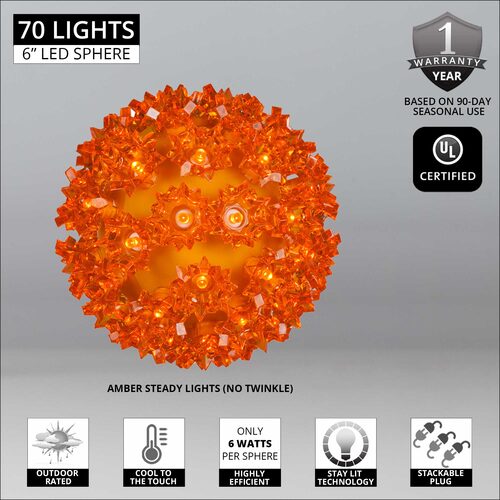 6" Orange 5mm LED Starlight Sphere