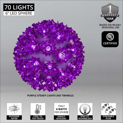 6" Purple 5mm LED Starlight Sphere