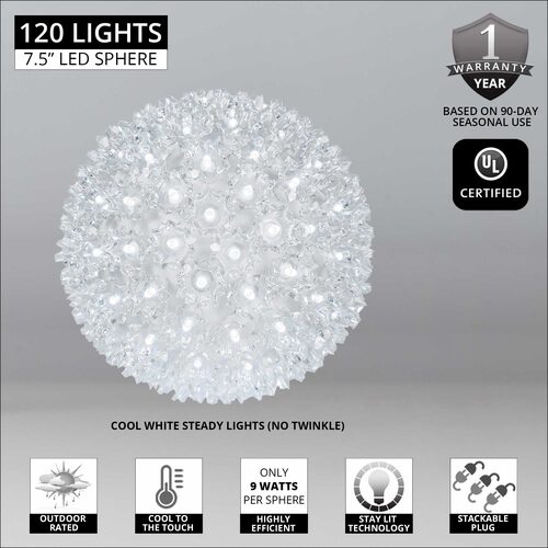 7.5" Cool White 5mm LED Starlight Sphere