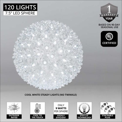 7.5" Cool White 5mm LED Starlight Sphere