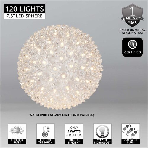 7.5" Warm White 5mm LED Starlight Sphere