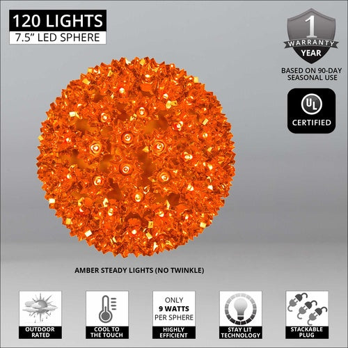 7.5" Orange 5mm LED Starlight Sphere
