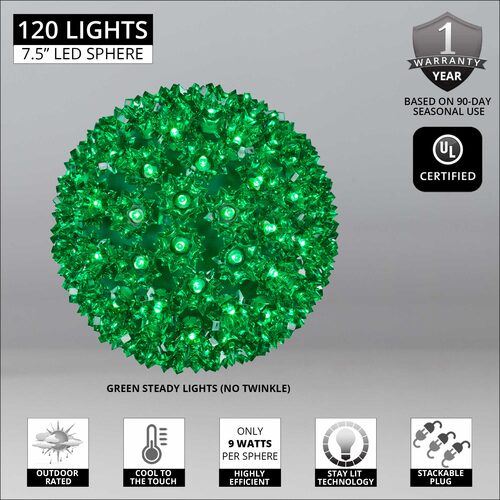7.5" Green 5mm LED Starlight Sphere
