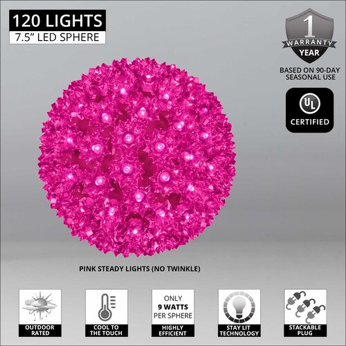 7.5" Pink 5mm LED Starlight Sphere