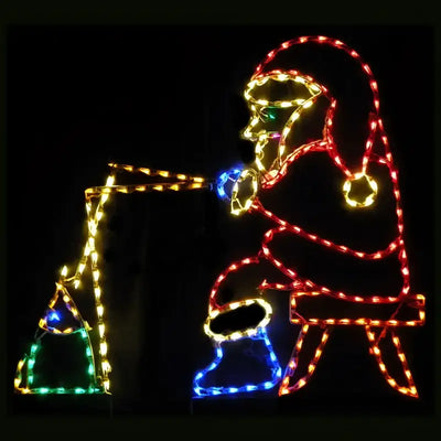 Santa lighted wireframe display
