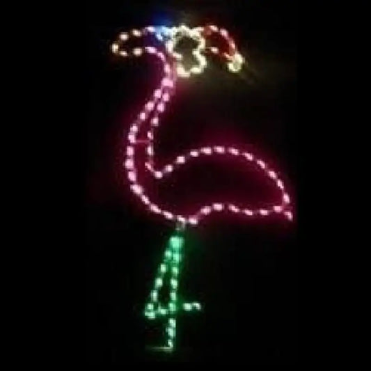 Flamingo with Santa Hat Large - Wireframes Displays and Yard Art