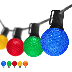 G50 Multicolor LED Patio Light Set, 25 bulbs, 12" Spacing, Black Wire Patio Lighting Wintergreen Corporation