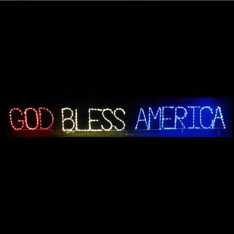 God Bless America Block, Lighted Outdoor Patriotic Display - Wireframes Displays and Yard Art