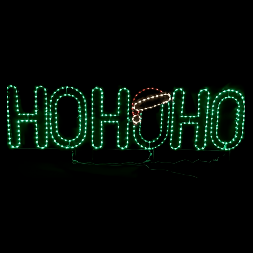 HO HO HO, With Santa Hat - The Christmas Light Emporium