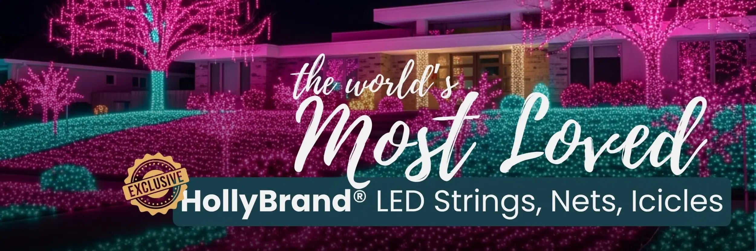 Hollybrand led string lights with pink and green hues, made of durable plastic.