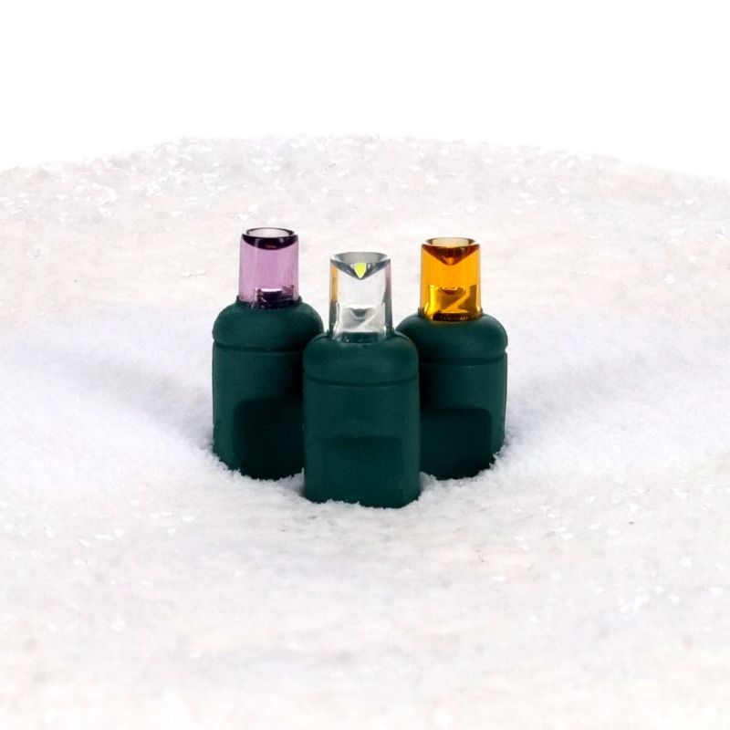 50 5mm Orange, Purple, and Cool White SuperSpark® LED Strobe Christmas Lights, 6" Spacing, Green Wire